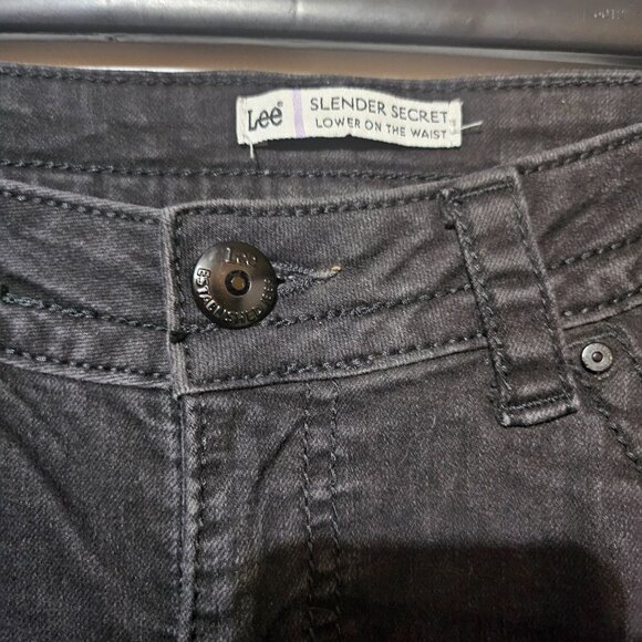 Lee Slender Secret Lower On the Waist Black Denim with Rhinestones Size 14 - Picture 4 of 9